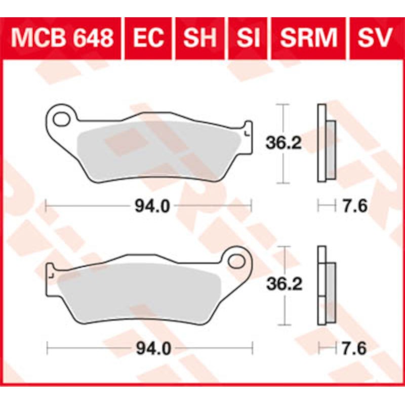 Plaquettes de frein AR route métal fritté TRW MCB648SH