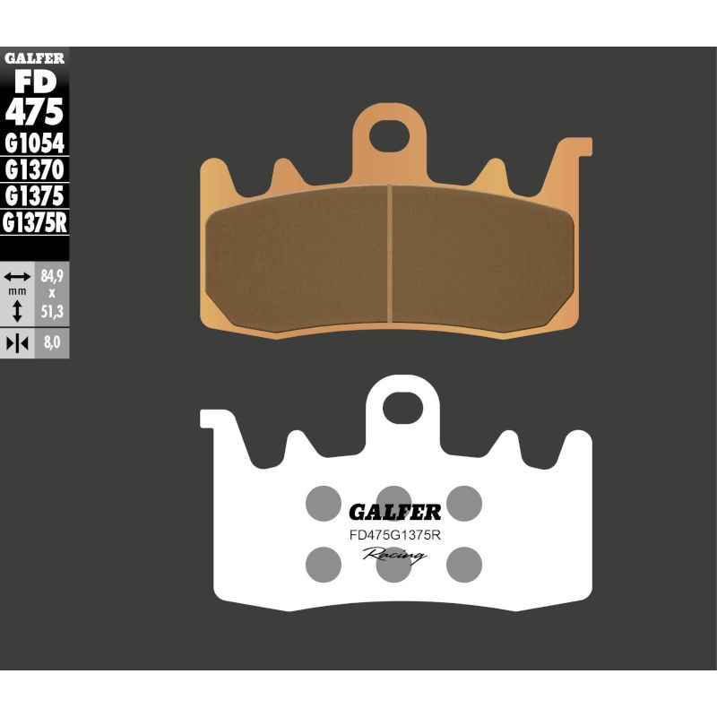 Plaquettes de frein AV sport métal fritté Galfer FD475G1375R